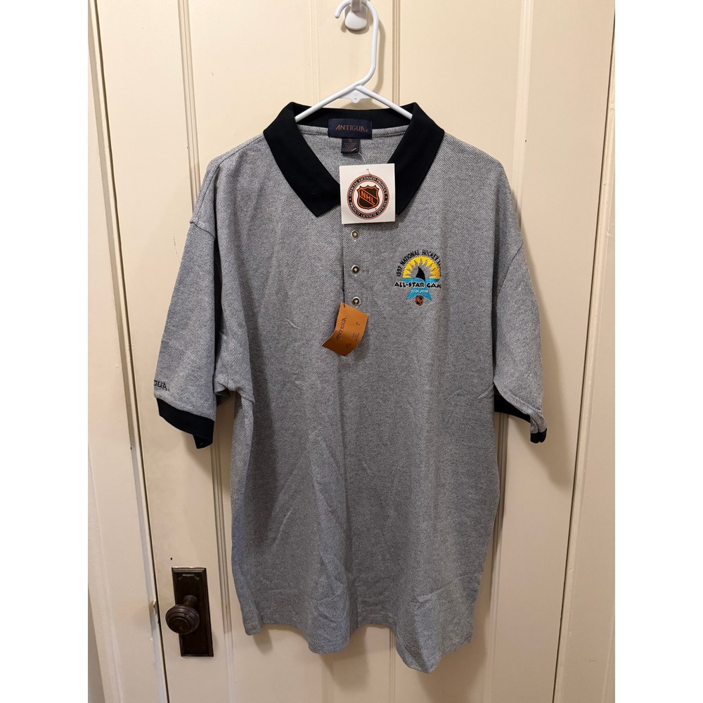 NWT Vintage 1997 NHL All Star Game San Jose Antigua Polo Shirt Gray Mens XL